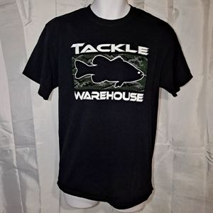 Tackle Warehouse Fishing T-shirt Men's Medium Black Port & Company Unisex Crew